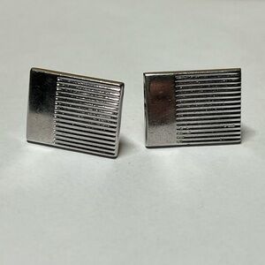 Vintage SWANK Silver Textured Cuff Links